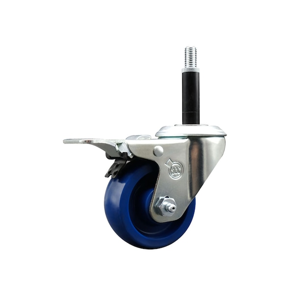 3'' Solid Poly Swivel 3/4'' Expanding Stem Caster Total Lock Brake